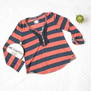 Postmark | Anthro Stripe Ruffle Long Sleeve Shirt